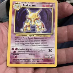 Pokemon base Holo Alakazam 1/102 Light Play 1999 Scratch - Image 1