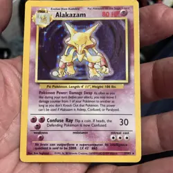 Pokemon base Holo Alakazam 1/102 Light Play 1999 Scratch - Image 2