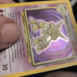 Pokemon base Holo Alakazam 1/102 Light Play 1999 Scratch - Image 4