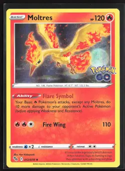 Pokemon TCG - Moltres Holo Holo Rare Pokemon GO 012/078 NM - Image 1