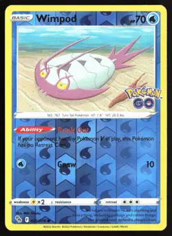 Pokemon TCG - Wimpod Reverse Holo Pokemon GO 025/078 NM - Image 1
