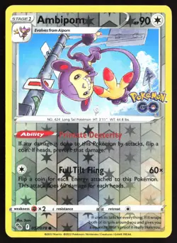 Pokemon TCG - Ambipom Reverse Holo Pokemon GO 057/078 NM - Image 1