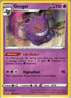 Gengar 085/202 Holo Rare Sword & Shield Pokemon Near Mint - Image 1