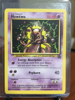 Pokemon Mewtwo Card 14 Black Star Promo 1999 2000 Wizards TCG Nintendo Vtg Rare - Image 1