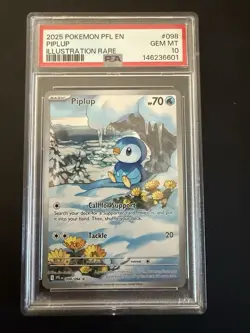 Pokemon TCG Piplup 098/094 Phantasmal Flames Illustration Rare Holo Eng PSA 10 - Image 1