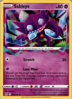 Sableye 070/196 Holo R Lost Origin Pokemon Holo Near Mint - Image 1