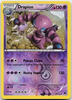 Drapion 54/122 Rare BREAKpoint Pokemon Reverse Holo Lightly Played - Image 1