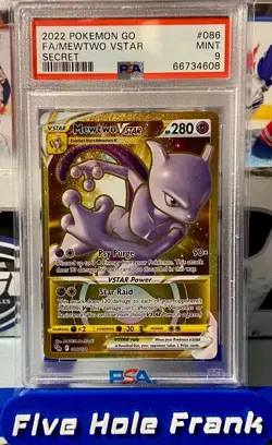 2022 Pokemon Go Mewtwo Vstar 086/078 Secret Gold Full Art PSA 9 MINT - Image 1