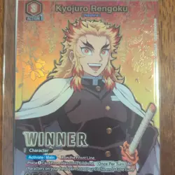 Bandai UNION ARENA Winner Pack Kyojuro Rengoku Action Foil Winner Card Kmy-1-089 - Image 1