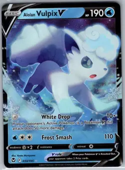Alolan Vulpix V 033/195 SWSH12: Silver Tempest - Pokemon Card - NM - Image 1