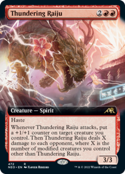 Thundering Raiju - Extended Art Light Play, English Magic the Gathering MTG Kami - Image 1