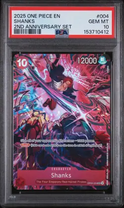 2025 One Piece 2nd Anniversary OP09-004 Shanks English Promo Card PSA 10 💎 - Image 1