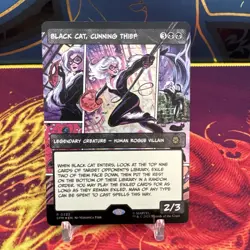 Black Cat, Cunning Thief (Borderless) #222 (Foil) (NM) Spider-Man SPM Magic MTG - Image 1