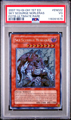 PSA 3 1ST EDITION ULTIMATE RARE Sky Scourge Norleras FOTB-EN022 YUGIOH - Image 1