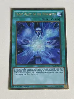 Yugioh - Frost Blast of the Monarchs x 3 - 1st Gold Secret Rare NM - Free Holo A - Image 2
