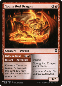 Young Red Dragon // Bathe in Gold (REGULAR) x1 - MTG The List PLST #CLB-210 - Image 1
