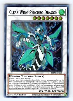 Yugioh Clear Wing Synchro Dragon LED8-EN001 Super Rare - NM 💎 - Image 1