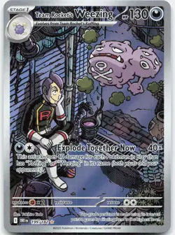 Team Rocket's Weezing 199/182 NM Destined Rivals Illustration Rare Holo Pokemon - Image 1