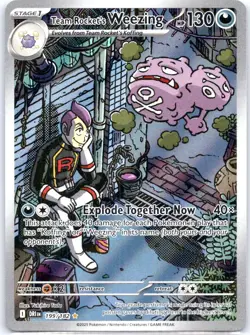 Team Rocket's Weezing 199/182 Illustration Rare Destined Rivals Pokemon NM - Image 1