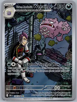 Team Rocket's Weezing 199/182 Illustration Rare Destined Rivals Pokemon NM/M - Image 1