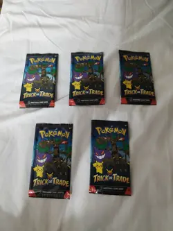 5 Pokemon 2024 Trick Or Trade Mini Booster Packs, Sealed Packs New - Image 2