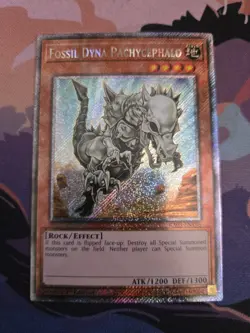Yugioh Fossil Dyna Pachycephalo RA03-EN195 Platinum Secret Rare 1st Edition - Image 1