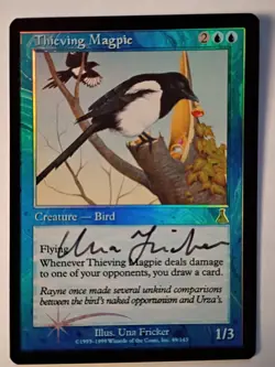 Magic The Gathering - 1x Signed Foil Thieving Magpie (mtg) Urza's Destiny - Image 1