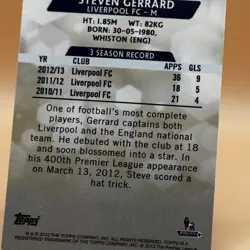 2014 Topps NBCSN Steven Gerrard #44 Extremely Rare 2013 Premier Gold Card - Image 4