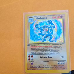 Pokemon TCG Machamp 8/102 Base Set 1st Edition Holo Rare English 1999 100 HP - Image 1
