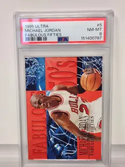 1995 FLEER ULTRA FABULOUS FIFTIES #5 MICHAEL JORDAN PSA 8 - Image 1