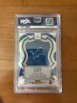 2024 National Treasures Jared Goff Sunday Treasures Nike Swoosh Patch 1/1 PSA 9 - Image 2