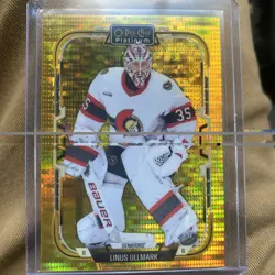 2025-26 O-Pee-Chee Platinum Linus Ullmark Seismic Gold #'d 50/50 bookend - Image 1