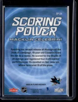 2025-26 FLAIR Scoring Power Macklin Celebrini San Jose Sharks #SP-24 - Image 2