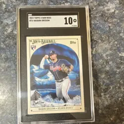 Topps 2023 X Bob Ross Joy of Baseball Vaughn Grissom RC #76 Braves SGC 10 - Image 1