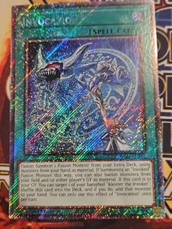 In Hand YUGIOH x1 RA04-EN281 INVOCATION - PLATINUM SECRET RARE 1st EDITION - Image 1