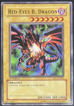 Yu-Gi-Oh Red-Eyes Black Dragon SD1-EN002 Dragon's Roar 1st Edition EN Vintage - Image 1