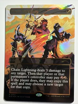 Chain Lightning ✨ Borderless RAISED FOIL ✨ MTG NM On Fire Secret Lair 2052 - Image 1