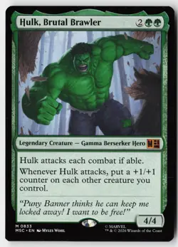 Magic: The Gathering Hulk, Brutal Brawler 833 Commander: Marvel Super Heroes NM - Image 1