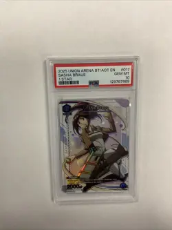 Union Arena TCG Sasha Braus Alt Art Holo PSA 10 Gem Mint Attack on Titan - Image 1
