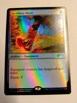 MTG Swiftfoot Boots Foil Launch Weekend Promo 001/001 NM - Image 1