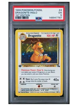 1999 POKEMON FOSSIL 1ST Edition #4 DRAGONITE-HOLO PSA 5 - Image 1