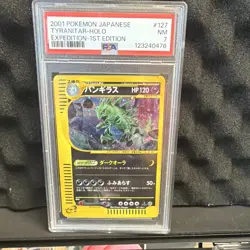 Pokemon TCG Tyranitar 127/128 Base Expansion Pack Holo JP 1st Ed PSA 7 2001 - Image 1