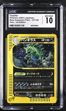 2001 Pokemon Base Exp Pack Tyranitar Holo #127/128 GEM MINT CGC 10 1st Edition - Image 1