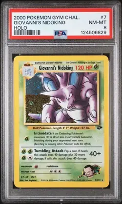 2000 Pokemon Gym Challenge Unlimited Giovanni's Nidoking 7/132 Holo PSA 8 NM-MT - Image 1