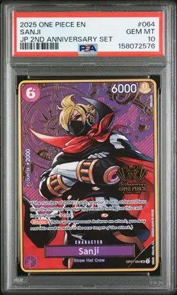One Piece Sanji 064 PSA 10 One Piece 2nd Anniversary Set Japanese - Image 1