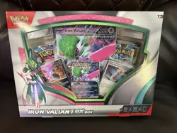 Pokemon TCG Iron Valiant ex Box Factory Sealed Display with 4 Booster Packs - Image 1