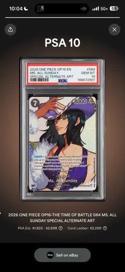 2026 ONE PIECE OP16-THE TIME OF BATTLE #084 MS. ALL SUNDAY PSA 10 - Image 1
