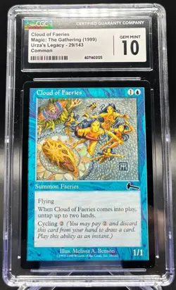CGC 10 Cloud of Faeries Urza's Legacy Common MTG Magic the Gathering 1999 29/143 - Image 1