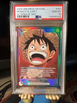 ONE PIECE MONKEY D. LUFFY 2025 CARRYING ON HIS WILL #001 ALT ART PSA 10 - Image 1