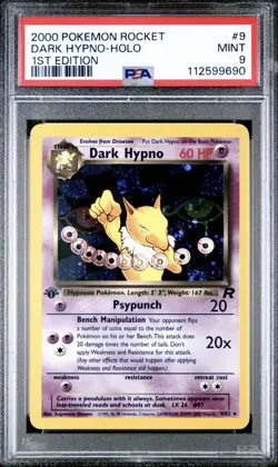 2000 DARK HYPNO TEAM ROCKET HOLO 1ST EDITION #9 PSA 9 MINT POKEMON - SWIRL - Image 1
